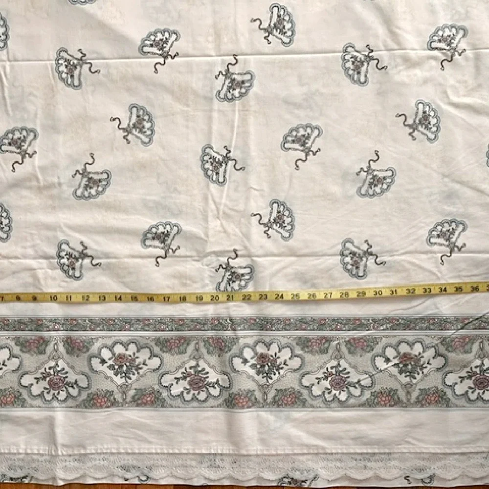 Vintage Louis Nichole Queen size Sheet set 1980's Royal Fan Flowers